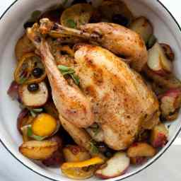 Lemon-Oregano Roasted Chicken with Potatoes and Olives Recipe