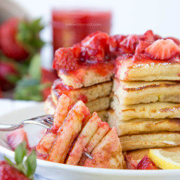 Lemon Pancakes with Fresh Strawberry Syrup