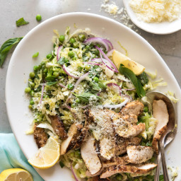 Lemon Parmesan Cabbage Salad with Grilled Chicken