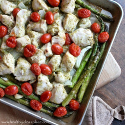 Lemon Pesto Sheet Pan Chicken with Asparagus and Tomatoes