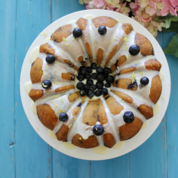 Lemon Pudding Cake with Blueberries