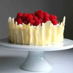 Lemon Raspberry Sponge Cake with White Chocolate Shards