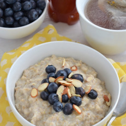 Lemon Ricotta Oatmeal with Blueberries and Almonds