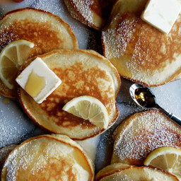 Lemon Ricotta Pancakes with Blueberry Syrup