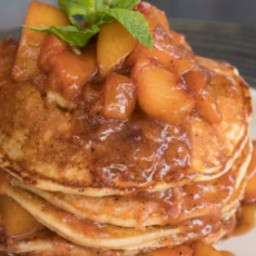 Lemon Ricotta Pancakes with Brown Butter Stone Fruit Compote and Amaretto S