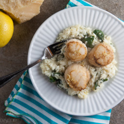 Lemon Risotto with Seared Scallops #SundaySupper