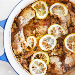 Lemon Roasted Chicken {with Garlic, Capers, and Artichokes}