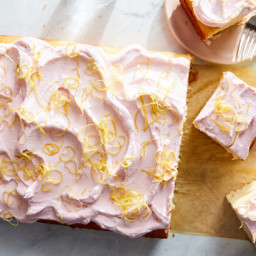 Lemon Sheet Cake With Raspberry Whipped Cream