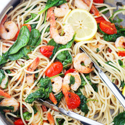 Lemon Shrimp and Spinach Spaghetti