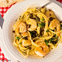 Lemon Shrimp Pasta with Parmesan, Capers, and Basil in 30 Minutes