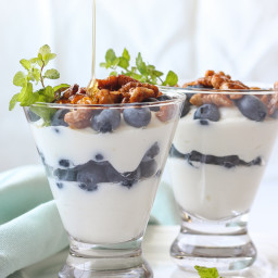 Lemon Yogurt Parfait with Blueberries and Toasted Honey-Glazed Walnuts