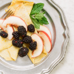 Lemon Crêpes with Blackberries and Peaches