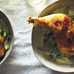 Lemongrass-Poached Chicken Legs with Sugar Snap Peas