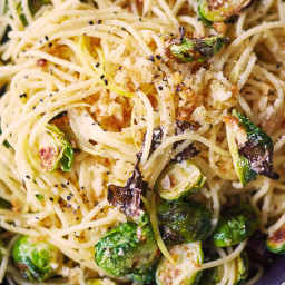 Lemony Brussels Sprouts and Breadcrumb Spaghetti