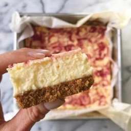 Lemony Cheesecake Squares with Raspberry Swirl