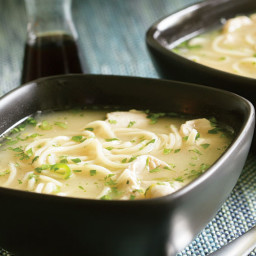 Lemony Chicken Noodle Soup with Ginger, Chile and Cilantro