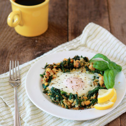 Lemony Egg in a Spinach-Chickpea Nest