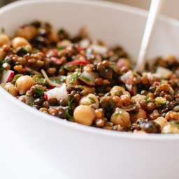 Lemony Lentil and Chickpea Salad with Radish and Herbs