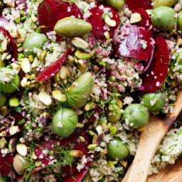 Lemony Raw Beet and Quinoa Salad with Dill and Olives