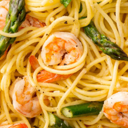 Lemony Shrimp and Asparagus Spaghetti