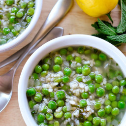 Lemony Spring Soup with Peas and Rice