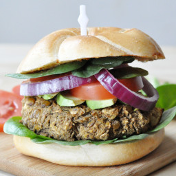 Lentil-Mushroom Burger, Vegan + Gluten-Free
