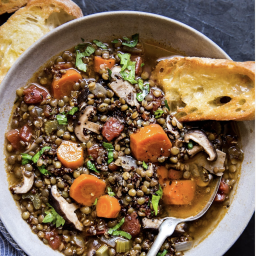 Lentil Soup with Quinoa and Mushrooms