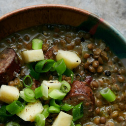 Lentil Soup With Smoked Sausage and Apples