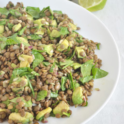 Lentil Spinach Salad with Avocado