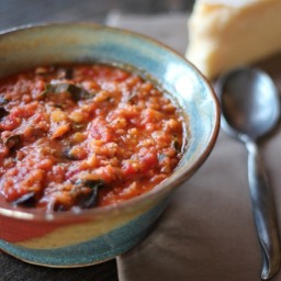 Lentil Soup with Italian Sausage  and  Chard
