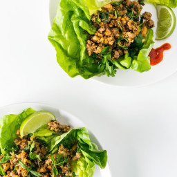 Lettuce Cups with Pork and Quinoa in Peanut Sauce