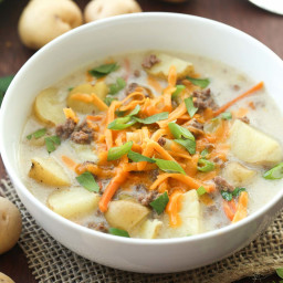 Lightened Up Slow Cooker Cheeseburger Soup