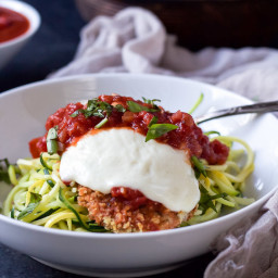Lighter Baked Chicken Parmesan with Zucchini Noodles
