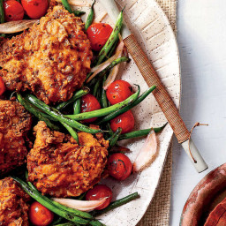 Lighter Pan-Fried Chicken with Green Beans and Tomatoes Recipe