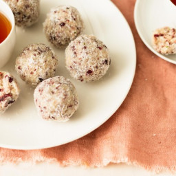 Lime, cranberry and coconut balls