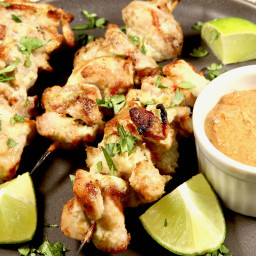Lime-Ginger Chicken Kabobs with Peanut Sauce