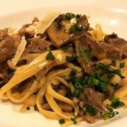 Linguine with Duck Config and Mushrooms