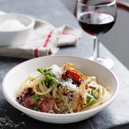 Linguine with Onion, Bacon, and Parmesan Recipe