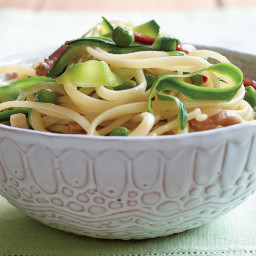 Linguine with Pancetta, Peas, and Zucchini