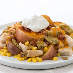 Loaded Baked Potato Chicken Casserole with Bacon and Crispy Jalapenoseasy p
