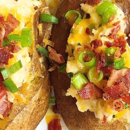 Loaded Baked Potatoes with Bacon and Cheddar