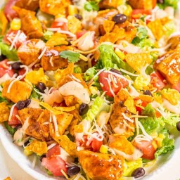 Loaded Chicken Taco Salad with Creamy Lime-Cilantro Dressing