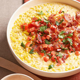 Loaded Creamed Corn with Tomato and Bacon