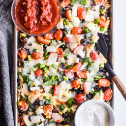 Loaded Sheet Pan Nachos with Ground Beef