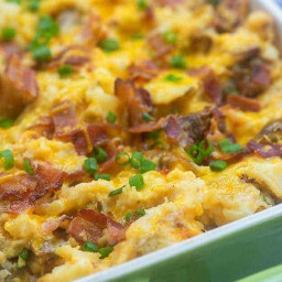 Loaded Twice Baked Potato Casserole Recipe with bacon and cheddar!