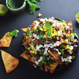 Loaded Naan Nachos With Ground Lamb and Crispy Chickpeas