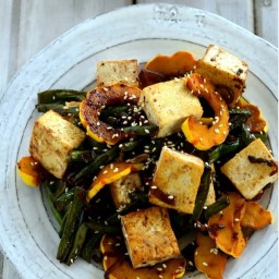 Long Beans and Delicata Squash Stir Fry with Tofu