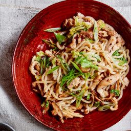 Longevity Noodles With Chicken, Ginger and Mushrooms