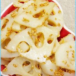 Lotus Root with Sesame Sauce (5 minutes in your toaster oven)