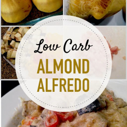 Low Carb Almond Alfredo with Eggplant, Peppers, and Chicken